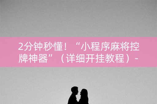 2分钟秒懂！“小程序麻将控牌神器”（详细开挂教程）-哔哩哔哩