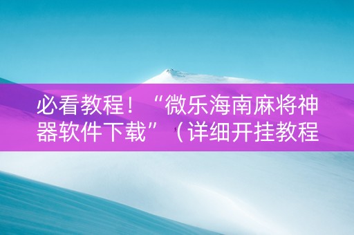 必看教程！“微乐海南麻将神器软件下载”（详细开挂教程）-哔哩哔哩