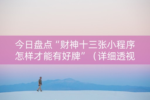 今日盘点“财神十三张小程序怎样才能有好牌”（详细透视教程）-哔哩哔哩