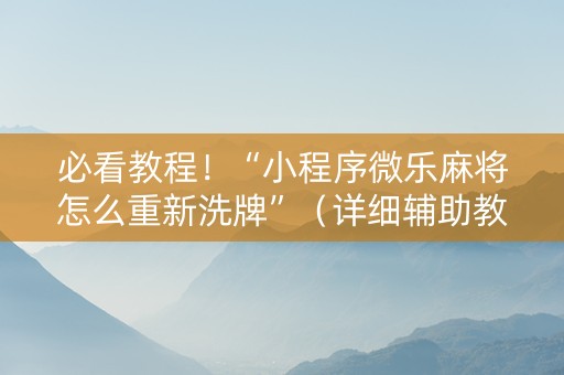 必看教程！“小程序微乐麻将怎么重新洗牌”（详细辅助教程）-哔哩哔哩