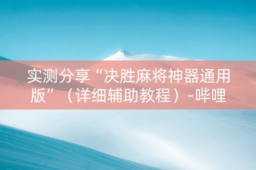 实测分享“决胜麻将神器通用版”（详细辅助教程）-哔哩哔哩