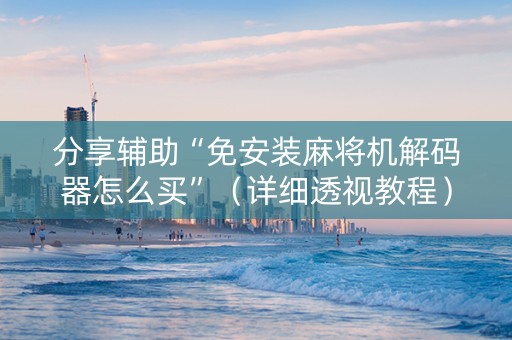 分享辅助“免安装麻将机解码器怎么买”（详细透视教程）-哔哩哔哩