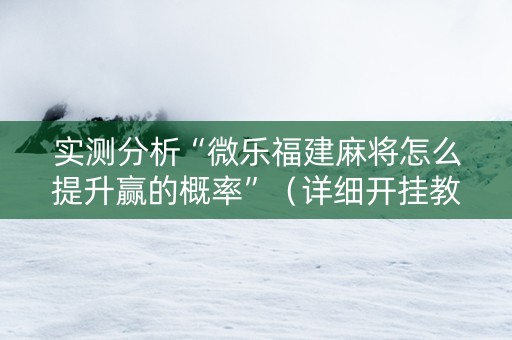 实测分析“微乐福建麻将怎么提升赢的概率”（详细开挂教程）-哔哩哔哩