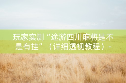 玩家实测“途游四川麻将是不是有挂”（详细透视教程）-哔哩哔哩