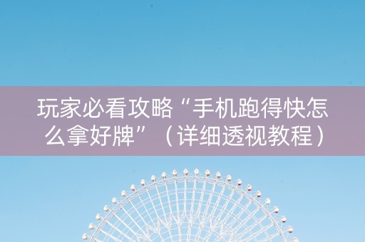 玩家必看攻略“手机跑得快怎么拿好牌”（详细透视教程）-哔哩哔哩