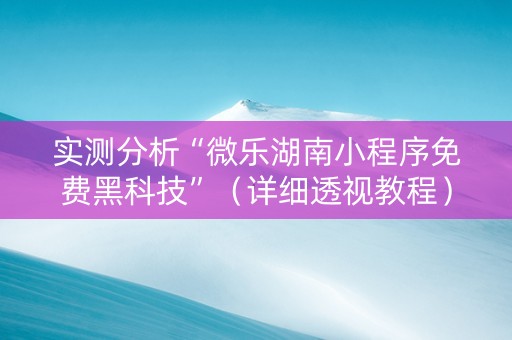实测分析“微乐湖南小程序免费黑科技”（详细透视教程）-哔哩哔哩