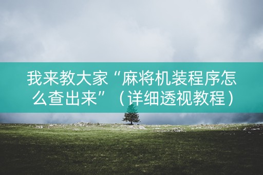我来教大家“麻将机装程序怎么查出来”（详细透视教程）-哔哩哔哩