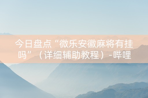 今日盘点“微乐安徽麻将有挂吗”（详细辅助教程）-哔哩哔哩