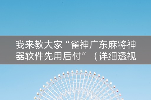 我来教大家“雀神广东麻将神器软件先用后付”（详细透视教程）-哔哩哔哩