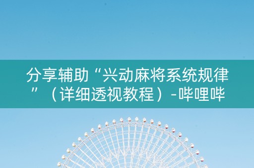 分享辅助“兴动麻将系统规律”（详细透视教程）-哔哩哔哩