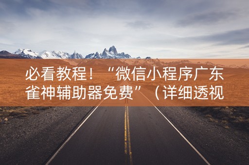 必看教程！“微信小程序广东雀神辅助器免费”（详细透视教程）-哔哩哔哩