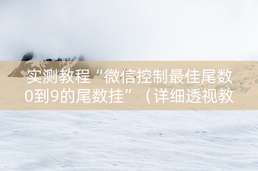 实测教程“微信控制最佳尾数0到9的尾数挂”（详细透视教程）-哔哩哔哩