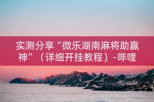 实测分享“微乐湖南麻将助赢神”（详细开挂教程）-哔哩哔哩