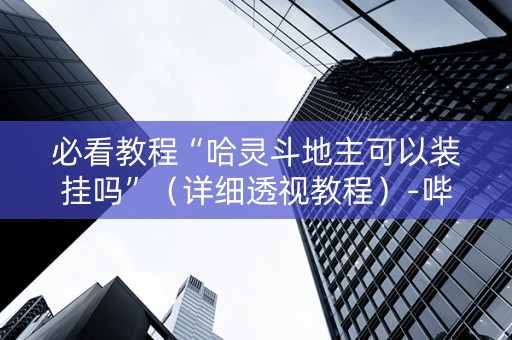 必看教程“哈灵斗地主可以装挂吗”（详细透视教程）-哔哩哔哩