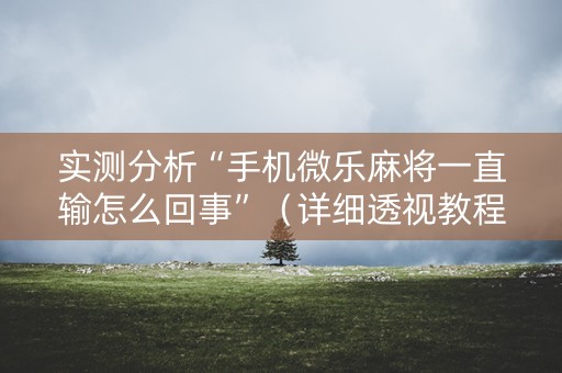 实测分析“手机微乐麻将一直输怎么回事”（详细透视教程）-哔哩哔哩