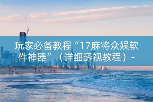 玩家必备教程“17麻将众娱软件神器”（详细透视教程）-哔哩哔哩