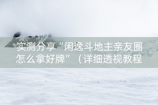 实测分享“闲逸斗地主亲友圈怎么拿好牌”（详细透视教程）-哔哩哔哩
