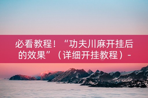 必看教程！“功夫川麻开挂后的效果”（详细开挂教程）-哔哩哔哩