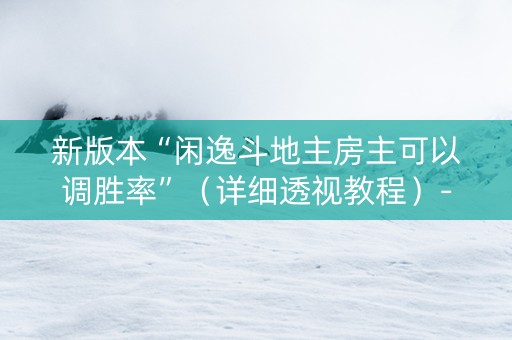 新版本“闲逸斗地主房主可以调胜率”（详细透视教程）-哔哩哔哩