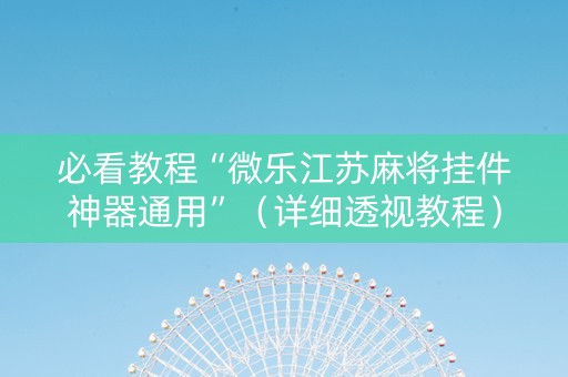 必看教程“微乐江苏麻将挂件神器通用”（详细透视教程）-哔哩哔哩