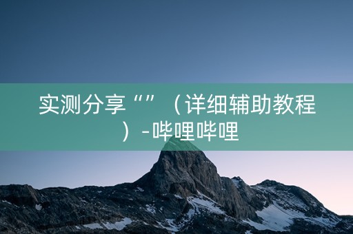 实测分享“”（详细辅助教程）-哔哩哔哩