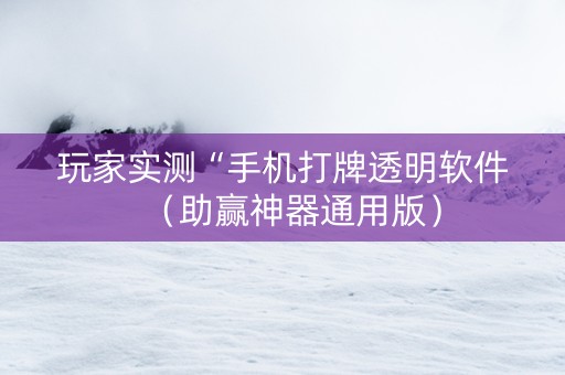 玩家实测“手机打牌透明软件（助赢神器通用版）