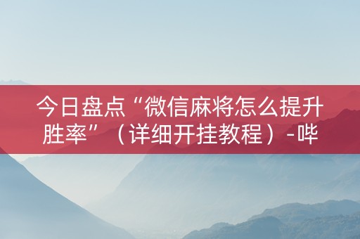 今日盘点“微信麻将怎么提升胜率”（详细开挂教程）-哔哩哔哩