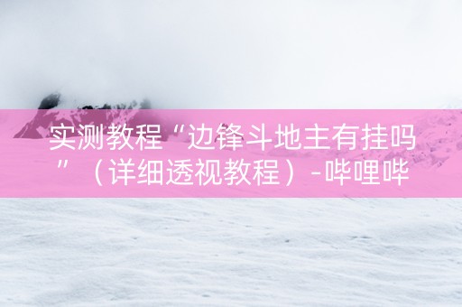 实测教程“边锋斗地主有挂吗”（详细透视教程）-哔哩哔哩