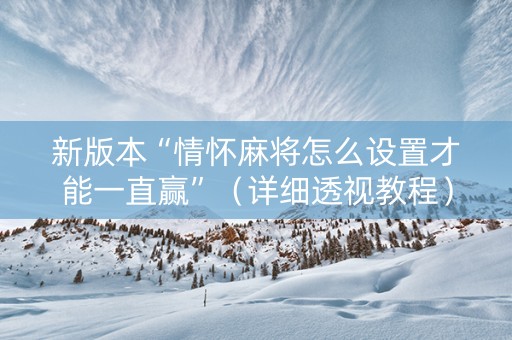 新版本“情怀麻将怎么设置才能一直赢”（详细透视教程）-哔哩哔哩