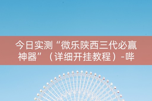今日实测“微乐陕西三代必赢神器”（详细开挂教程）-哔哩哔哩