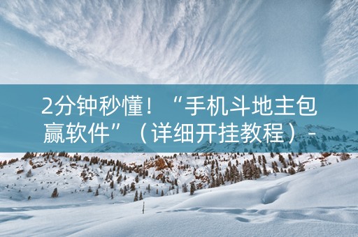 2分钟秒懂！“手机斗地主包赢软件”（详细开挂教程）-哔哩哔哩