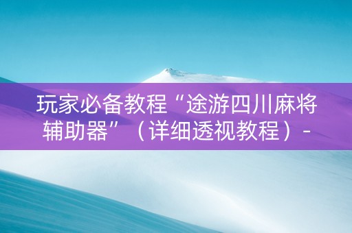 玩家必备教程“途游四川麻将辅助器”（详细透视教程）-哔哩哔哩