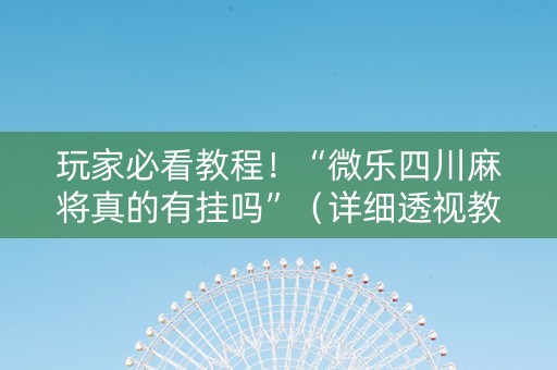 玩家必看教程！“微乐四川麻将真的有挂吗”（详细透视教程）-哔哩哔哩