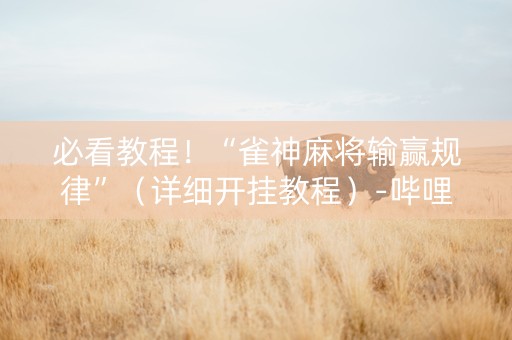 必看教程！“雀神麻将输赢规律”（详细开挂教程）-哔哩哔哩