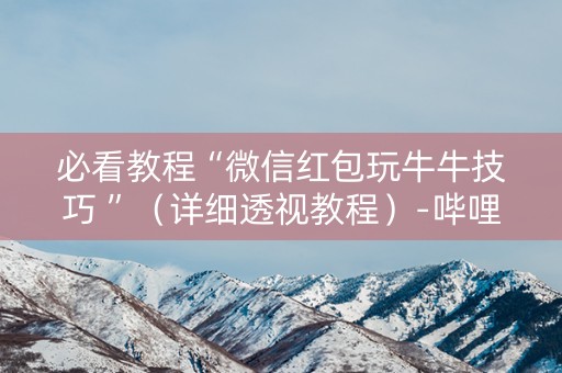 必看教程“微信红包玩牛牛技巧 ”（详细透视教程）-哔哩哔哩