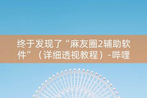 终于发现了“麻友圈2辅助软件”（详细透视教程）-哔哩哔哩