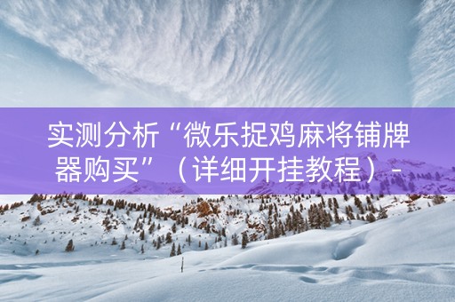 实测分析“微乐捉鸡麻将铺牌器购买”（详细开挂教程）-哔哩哔哩