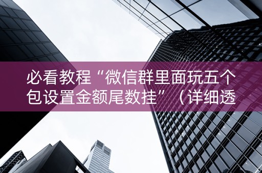 必看教程“微信群里面玩五个包设置金额尾数挂”（详细透视教程）-哔哩哔哩