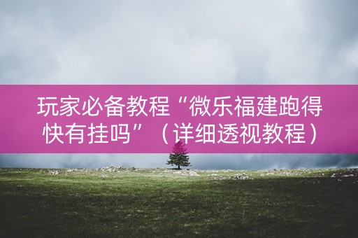玩家必备教程“微乐福建跑得快有挂吗”（详细透视教程）-哔哩哔哩