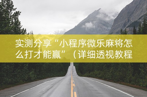 实测分享“小程序微乐麻将怎么打才能赢”（详细透视教程）-哔哩哔哩