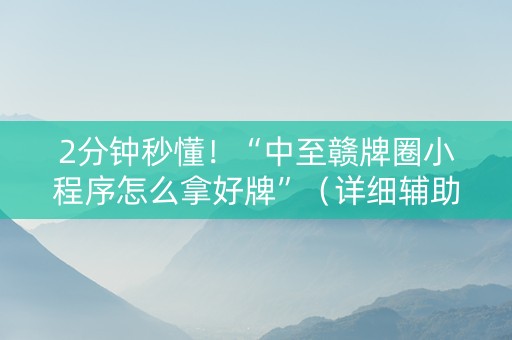 2分钟秒懂！“中至赣牌圈小程序怎么拿好牌”（详细辅助教程）-哔哩哔哩