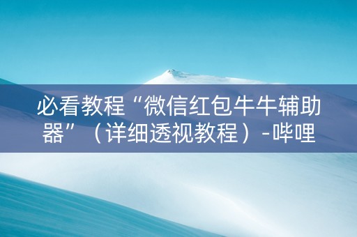 必看教程“微信红包牛牛辅助器”（详细透视教程）-哔哩哔哩