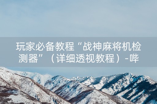玩家必备教程“战神麻将机检测器”（详细透视教程）-哔哩哔哩