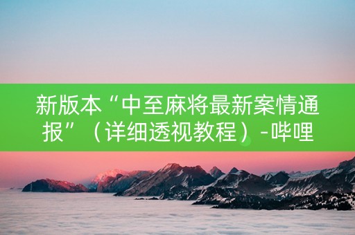 新版本“中至麻将最新案情通报”（详细透视教程）-哔哩哔哩