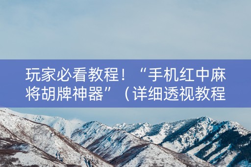 玩家必看教程！“手机红中麻将胡牌神器”（详细透视教程）-哔哩哔哩