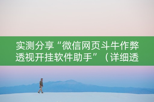 实测分享“微信网页斗牛作弊透视开挂软件助手”（详细透视教程）-哔哩哔哩