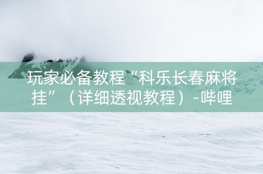 玩家必备教程“科乐长春麻将挂”（详细透视教程）-哔哩哔哩
