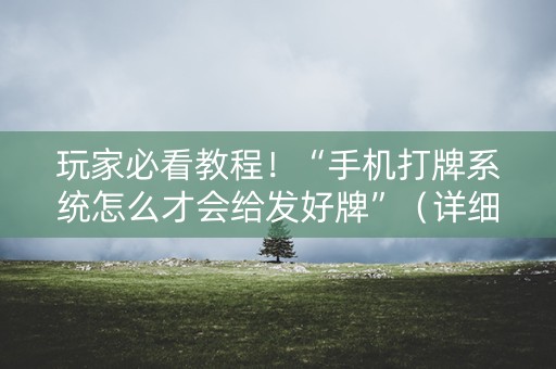 玩家必看教程！“手机打牌系统怎么才会给发好牌”（详细透视教程）-哔哩哔哩