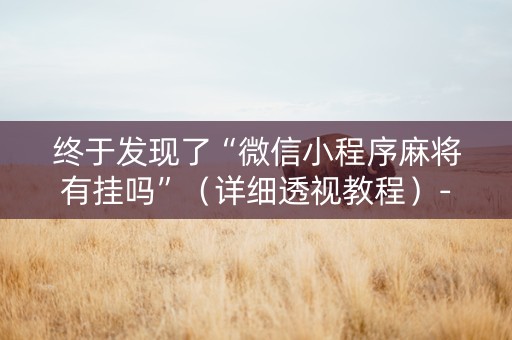 终于发现了“微信小程序麻将有挂吗”（详细透视教程）-哔哩哔哩