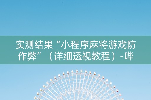 实测结果“小程序麻将游戏防作弊”（详细透视教程）-哔哩哔哩